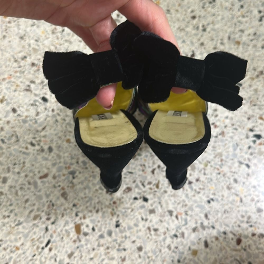 Escada vintage velvet bow back slingback heels pink purple multi 7.5 AA - Picture 3 of 7